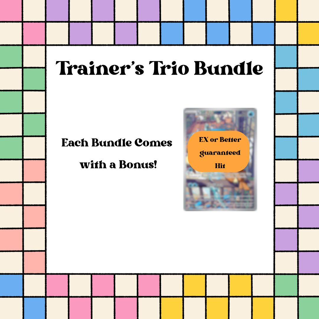 Trainer’s Trio Bundle – 3 Pokémon Booster Packs + Bonus Card